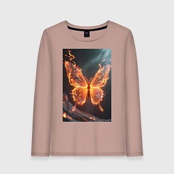 Лонгслив хлопковый женский Огненная бабочка, цвет: пыльно-розовый