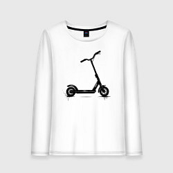 Лонгслив хлопковый женский Самокат черное граффити, цвет: белый