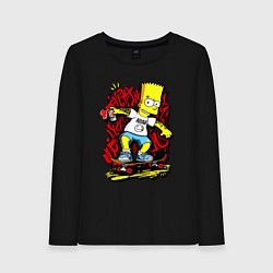Лонгслив хлопковый женский Барт в футболке нирвана, цвет: черный