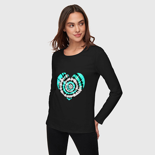Женский лонгслив Сердце Тай Дай / Черный – фото 3