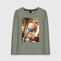 Лонгслив хлопковый женский Марин Китагава в откровенном наряде кролика-горнич, цвет: авокадо