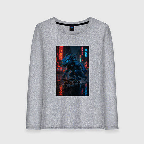 Женский лонгслив Дракон на Колесах / Меланж – фото 1