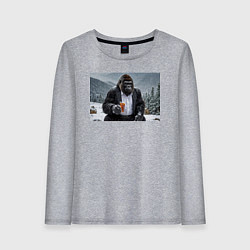 Женский лонгслив Горилла в костюме: зимний релакс