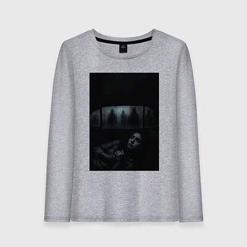 Женский лонгслив Девушка прячется в машине ужасы триллер / Меланж – фото 1