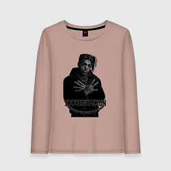 Лонгслив хлопковый женский XXXTentacion в черно-белом стиле, цвет: пыльно-розовый