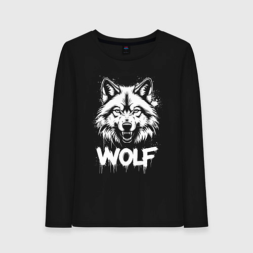 Женский лонгслив Яростный волк / Черный – фото 1