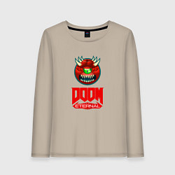 Лонгслив хлопковый женский Doom eternal logo, цвет: миндальный