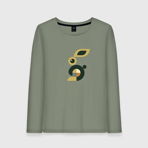 Женский лонгслив Черный кролик - геометрическая модерн абстракция / Авокадо – фото 1