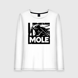 Лонгслив хлопковый женский Крот в стиле граффити, цвет: белый