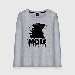 Лонгслив хлопковый женский Крот в черных каплях, цвет: меланж