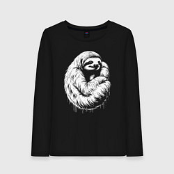 Женский лонгслив Ленивец белой краской