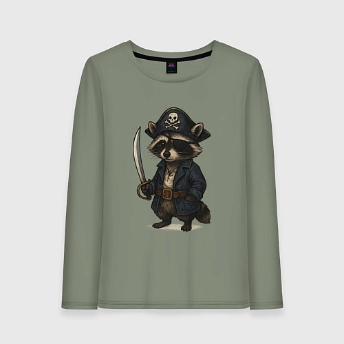 Женский лонгслив Енот пират / Авокадо – фото 1