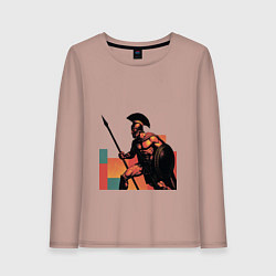 Лонгслив хлопковый женский Спартанец поп-арт, цвет: пыльно-розовый