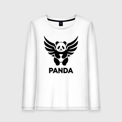 Лонгслив хлопковый женский Летающая панда, цвет: белый