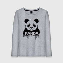 Лонгслив хлопковый женский Панда черной краской, цвет: меланж
