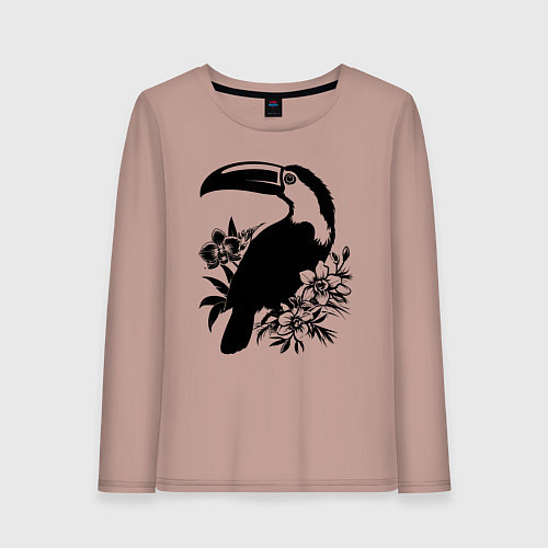 Женский лонгслив Тукан и цветы / Пыльно-розовый – фото 1