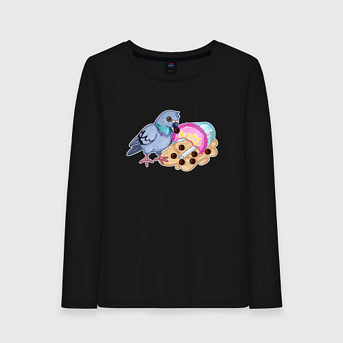 Женский лонгслив Голубь с бабл ти / Черный – фото 1