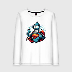 Лонгслив хлопковый женский Super Bender - ai art meme fantasy, цвет: белый