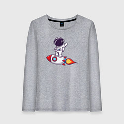 Лонгслив хлопковый женский Space man rocket, цвет: меланж