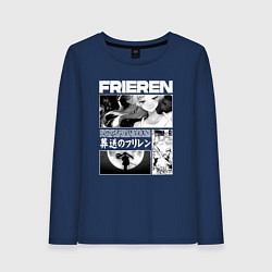 Лонгслив хлопковый женский Sou sou no frieren, цвет: тёмно-синий