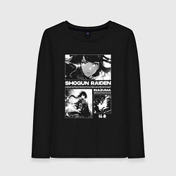 Лонгслив хлопковый женский Сёгун райден - геншин, цвет: черный