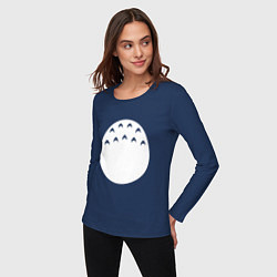 Лонгслив хлопковый женский Живот Тоторо, цвет: тёмно-синий — фото 2