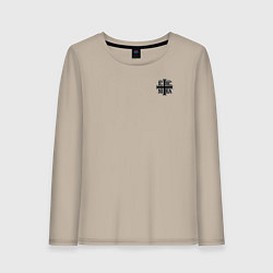 Женский лонгслив Спаси и сохрани черно-белый орнамент