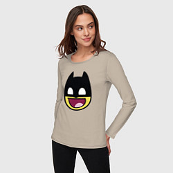 Лонгслив хлопковый женский Batman smile, цвет: миндальный — фото 2
