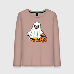 Женский лонгслив Утенок в костюме приведения - Хэллоуин