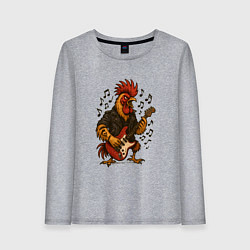 Женский лонгслив Петух гитарист рокер