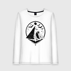 Лонгслив хлопковый женский Сфинкс в пирамиде, цвет: белый