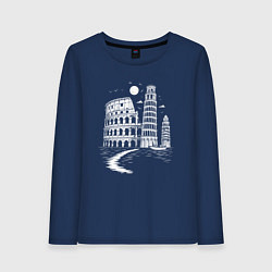 Лонгслив хлопковый женский Величие Италии, цвет: тёмно-синий