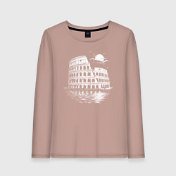 Лонгслив хлопковый женский Колизей в лучах вечности, цвет: пыльно-розовый