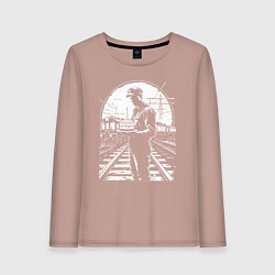 Лонгслив хлопковый женский Железнодорожник с тортом, цвет: пыльно-розовый