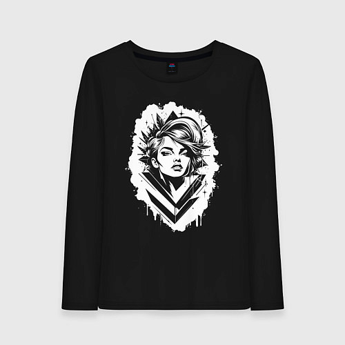 Женский лонгслив Поп-арт дива / Черный – фото 1