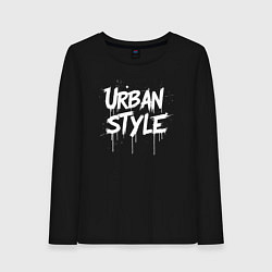 Лонгслив хлопковый женский Urban style граффити, цвет: черный