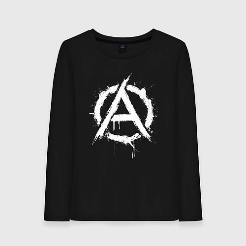 Женский лонгслив А в круге краски / Черный – фото 1
