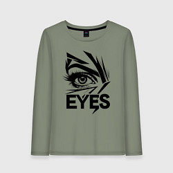 Лонгслив хлопковый женский Взгляд глаза, цвет: авокадо