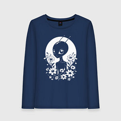 Лонгслив хлопковый женский Лунный странник, цвет: тёмно-синий