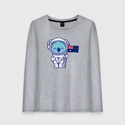 Женский лонгслив Коала космонавт / Меланж – фото 1