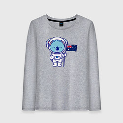 Лонгслив хлопковый женский Коала космонавт, цвет: меланж