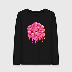 Лонгслив хлопковый женский Dripping brain, цвет: черный