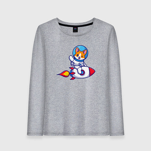 Женский лонгслив Собачка на ракете / Меланж – фото 1