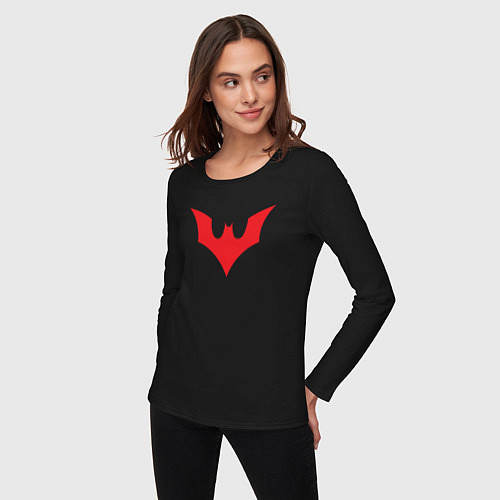 Женский лонгслив Red Batman logo / Черный – фото 3