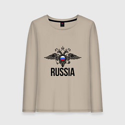 Лонгслив хлопковый женский Russia, цвет: миндальный