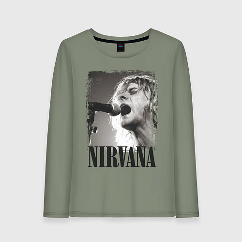 Женский лонгслив Кобейн поет / Авокадо – фото 1