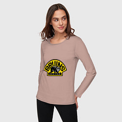 Лонгслив хлопковый женский HC Boston Bruins Label, цвет: пыльно-розовый — фото 2