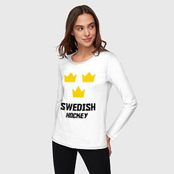 Лонгслив хлопковый женский Swedish Hockey, цвет: белый — фото 2