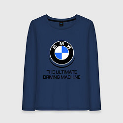 Лонгслив хлопковый женский BMW Driving Machine, цвет: тёмно-синий