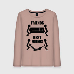 Лонгслив хлопковый женский Best friends, цвет: пыльно-розовый